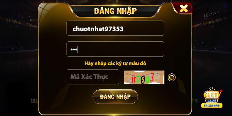 Điền các thông tin đăng nhập Hitclub
