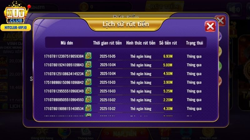 Anh em nên xem lịch sử rút tiền tại HitClub